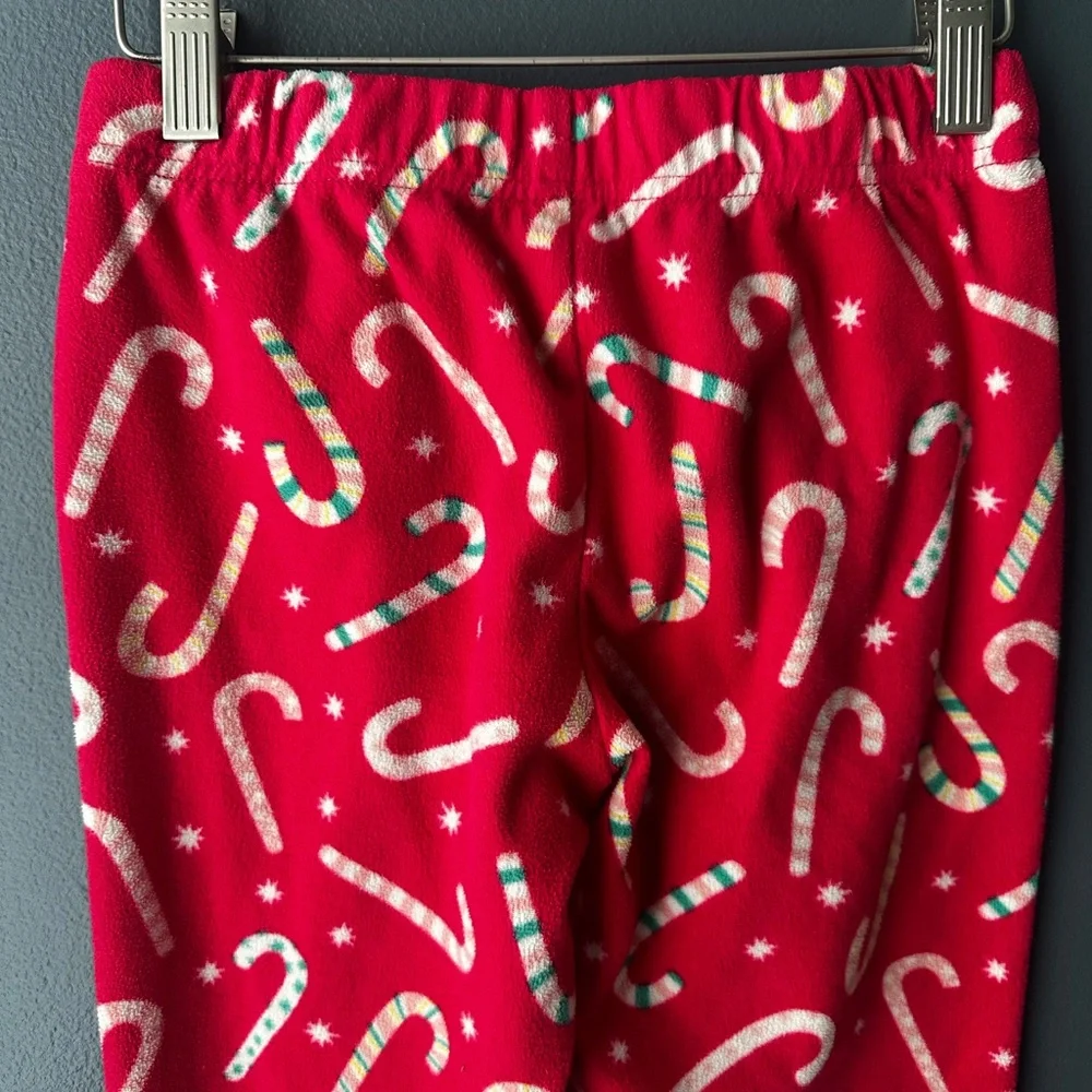 🩷 OLD NAVY girls pajama pants size 8 youth hot pink candy canes fleece pjs EUC